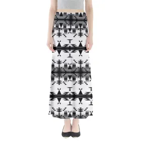 Between the Mountains White and Black Full Length Maxi Skirt