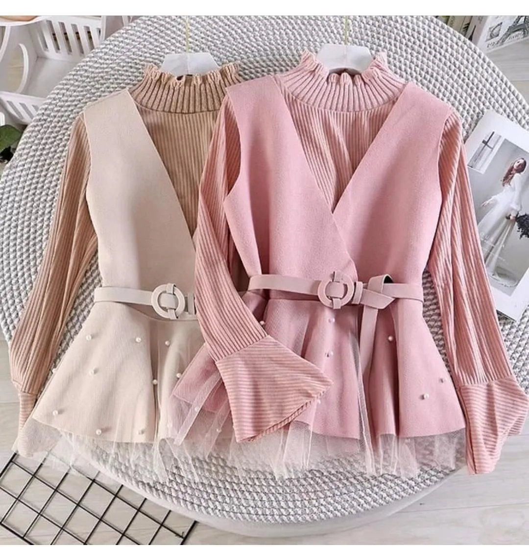 Bianca Sweater and Cape Set with Belt