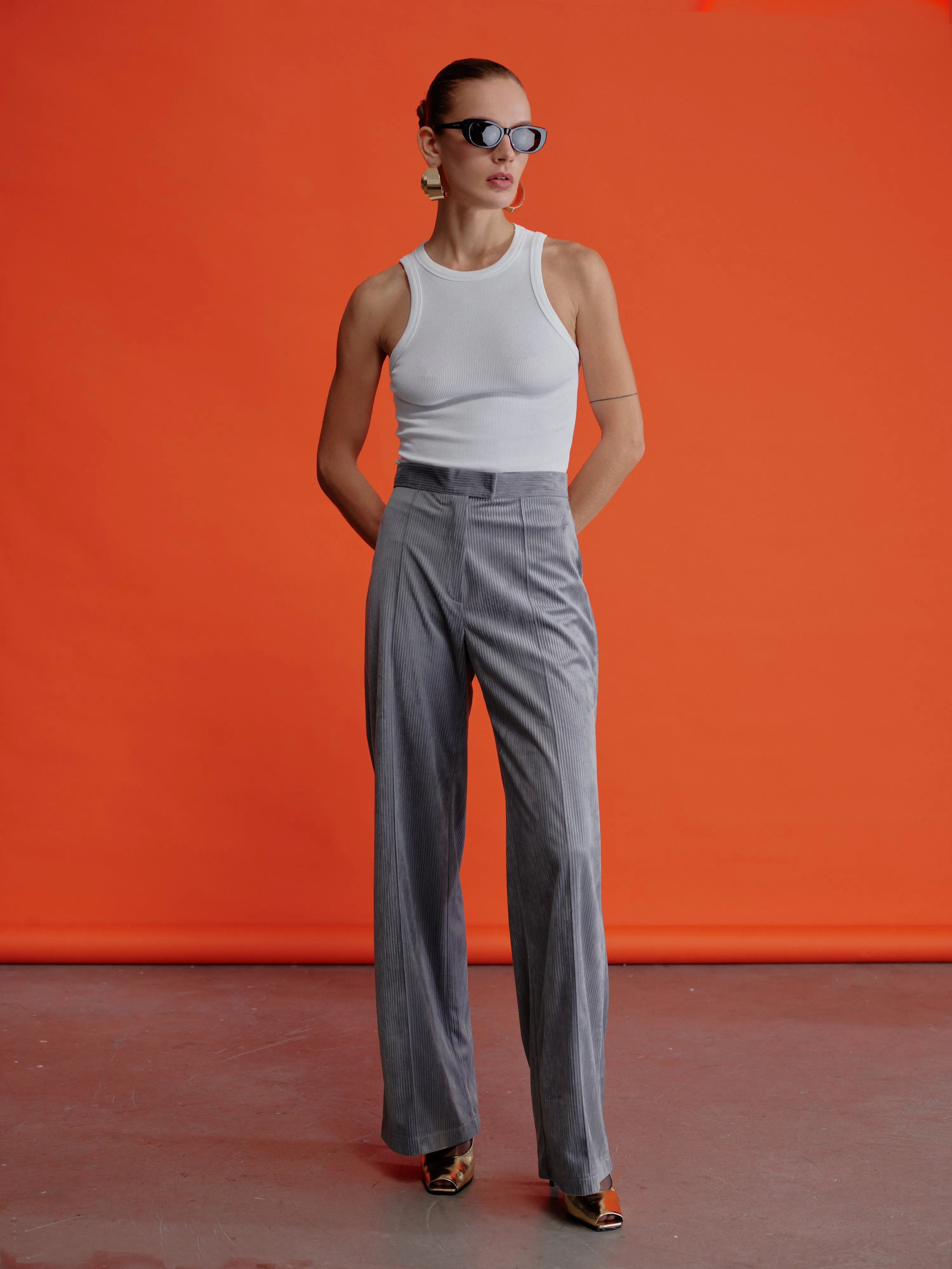 Bicolle Corduroy Trousers In Grey