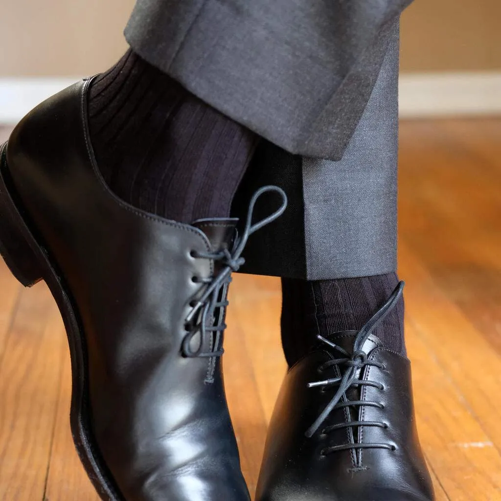 Black Cotton Mid Calf Dress Socks