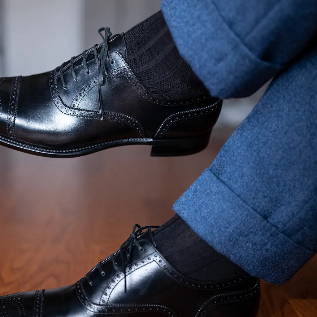 Black Cotton Mid Calf Dress Socks