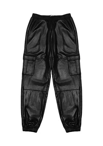 Black Metallic Cargo Sweatpant