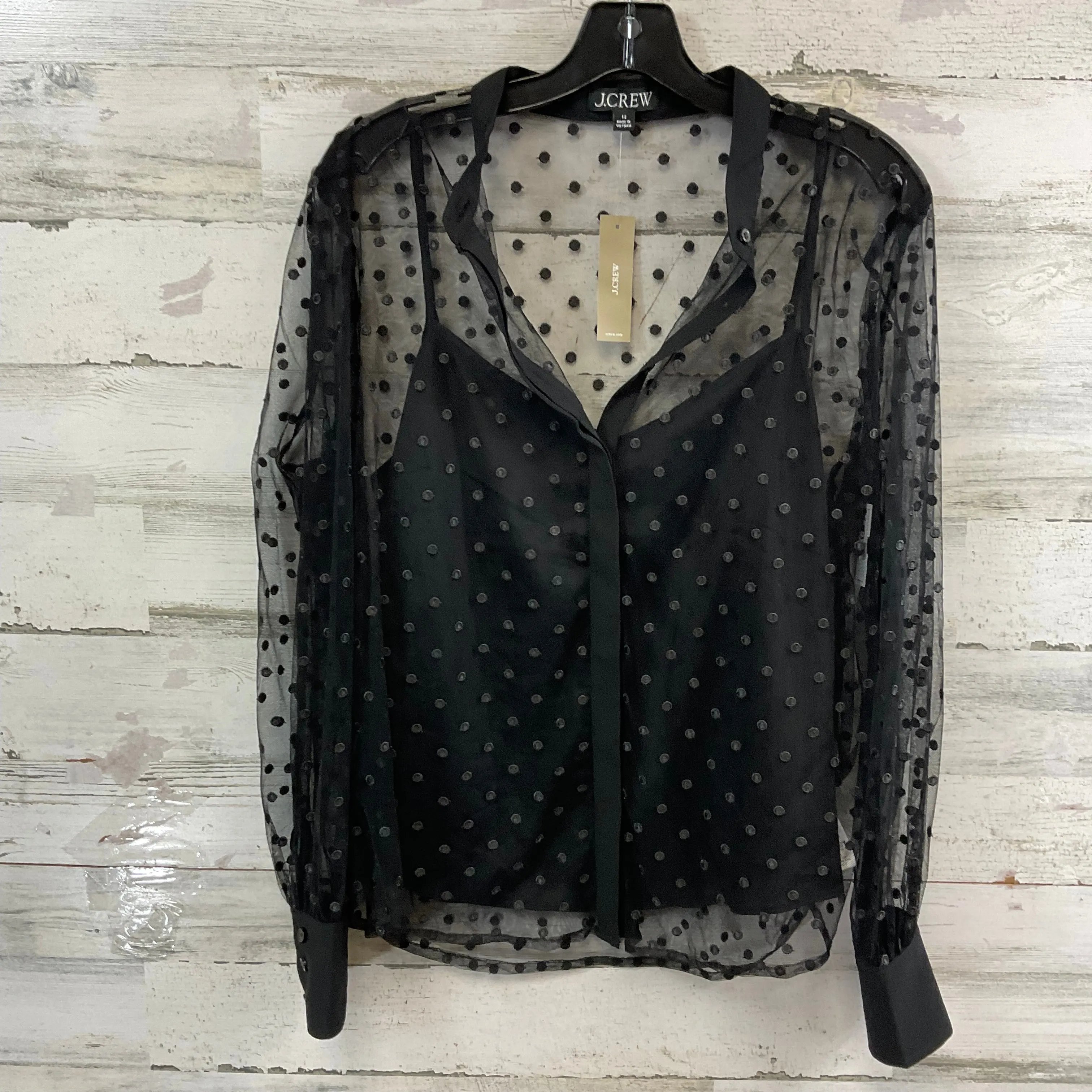 Blouse Long Sleeve By J. Crew In Black, Size: L