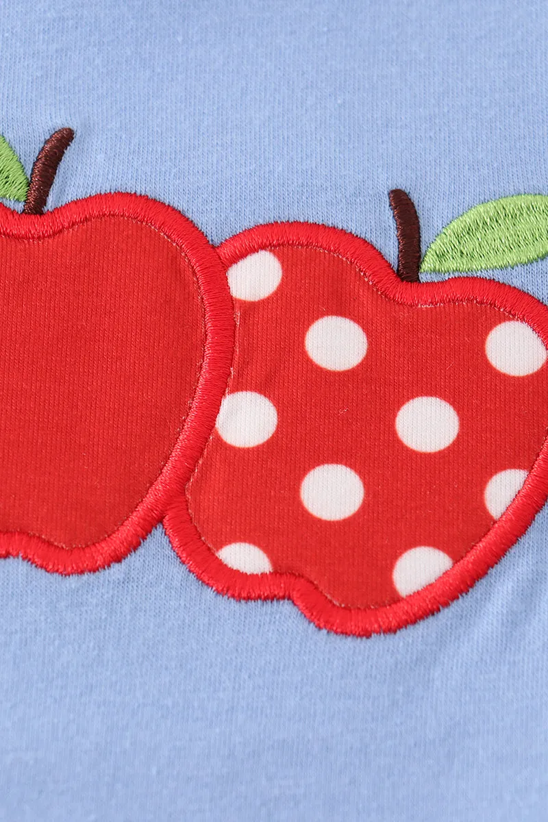 Blue apple applique boy set