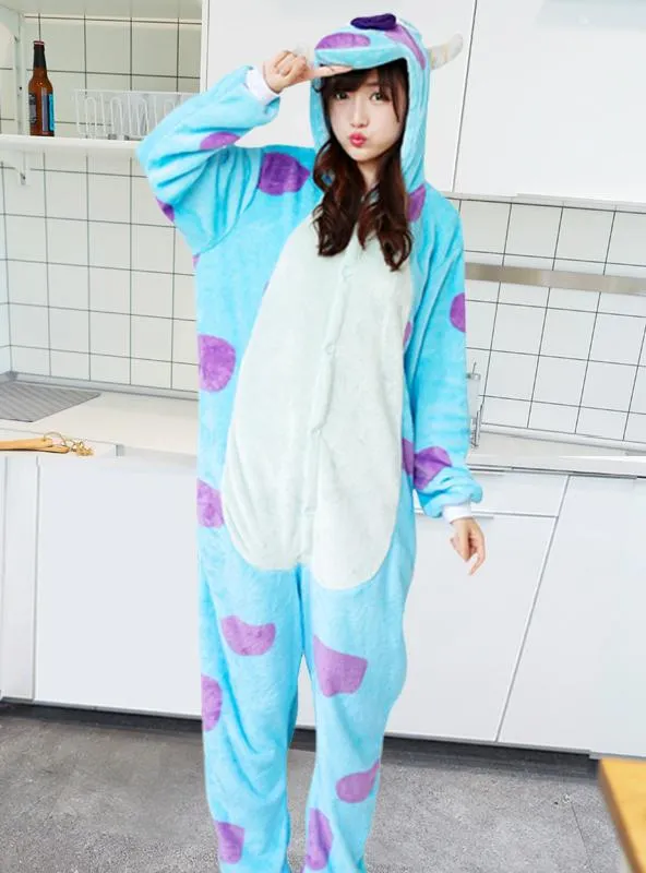 BLUE CUTE CARTOON CONJOINED PAJAMAS SULLIVAN BLUE COW