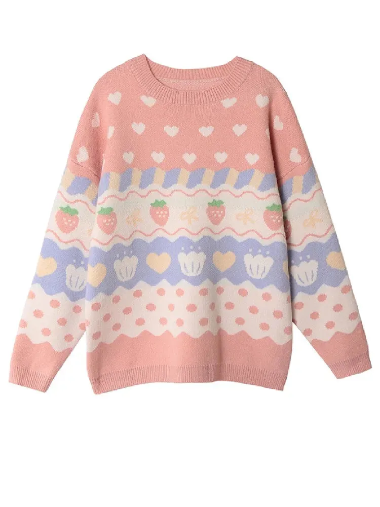 Blue Rabbit Cute Sweaters Women's Jumper Sweet Style Pullover Kawaii Sweater Long Sleeve Loose Knitted Pullovers