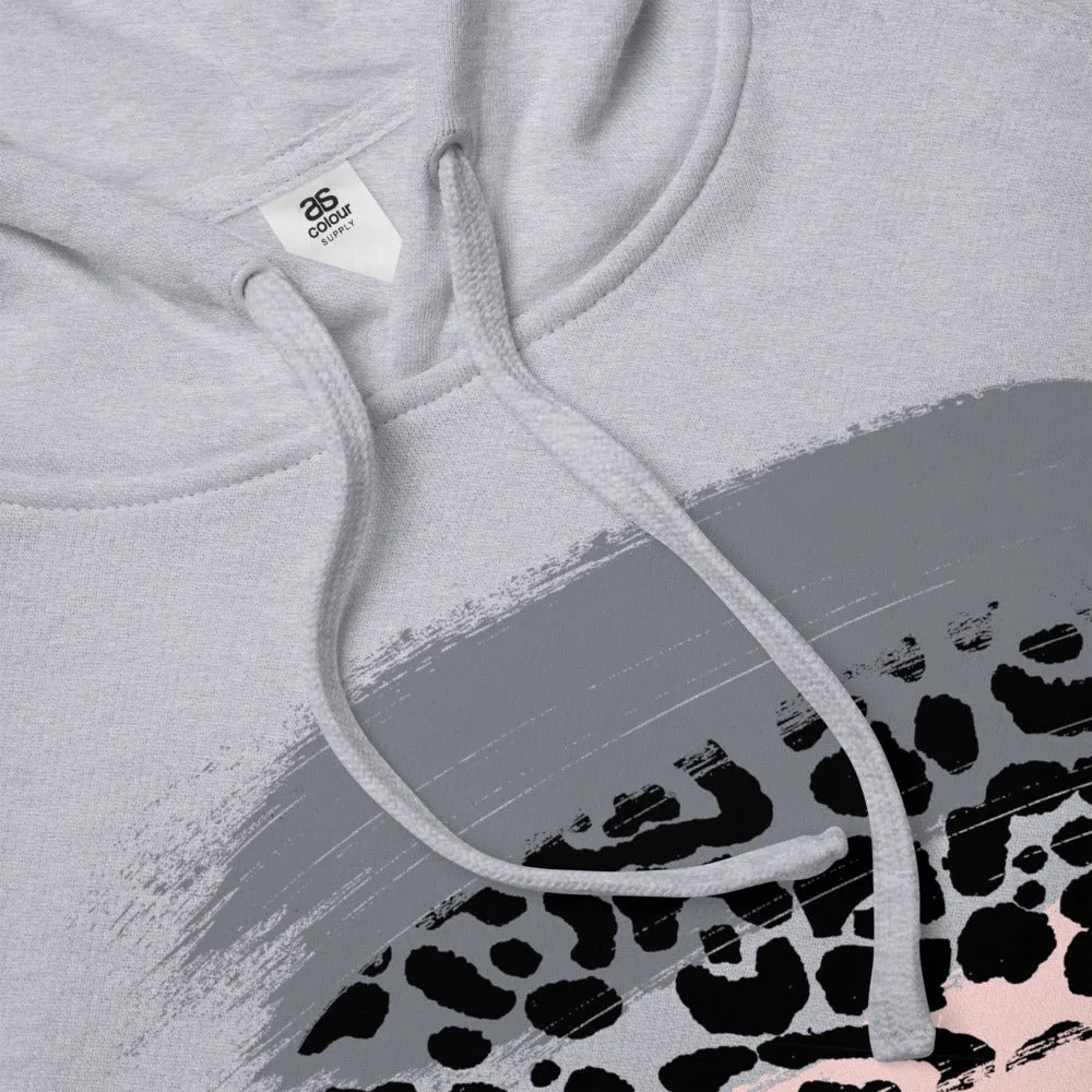 Blush Leopard Print AS Colour Hoodie in Grey Marle or White