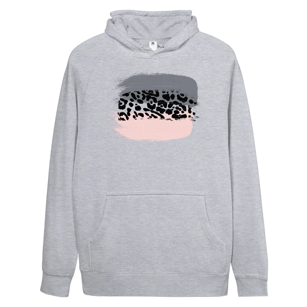 Blush Leopard Print AS Colour Hoodie in Grey Marle or White