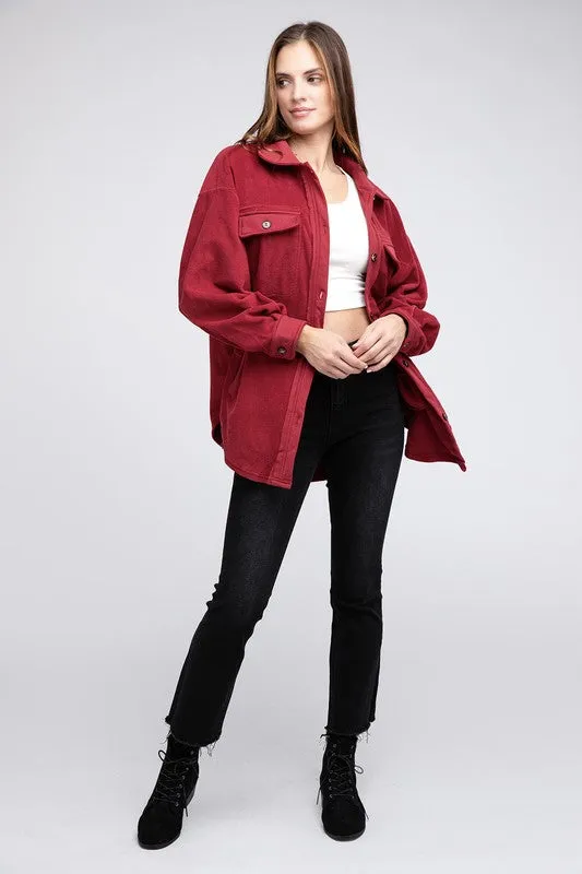 Bohemian Fleece Buttoned Down Oversized Shirt Jacket