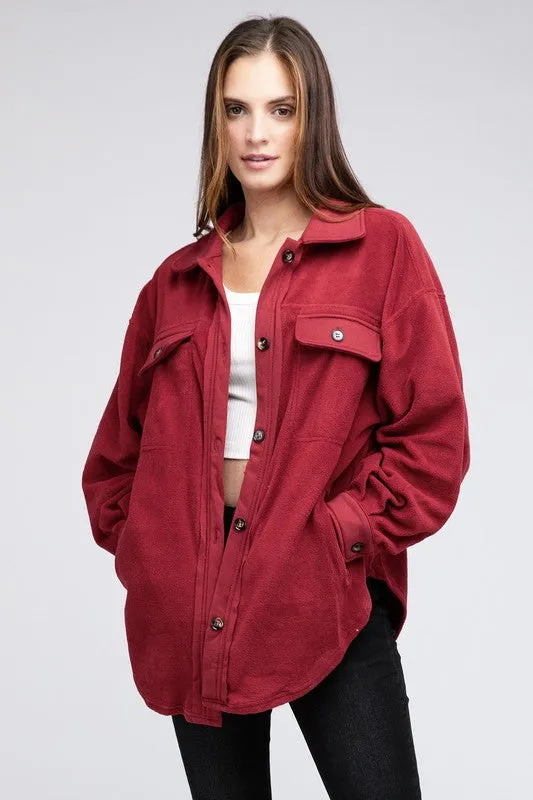 Bohemian Fleece Buttoned Down Oversized Shirt Jacket