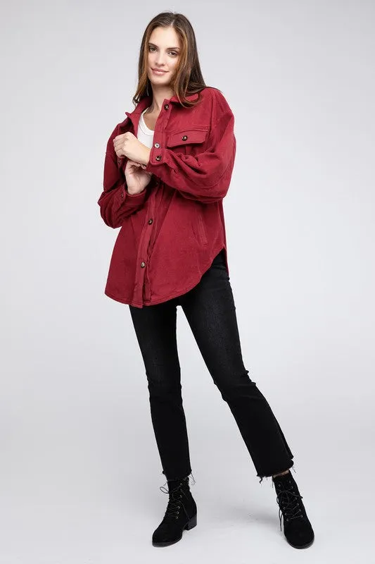 Bohemian Fleece Buttoned Down Oversized Shirt Jacket