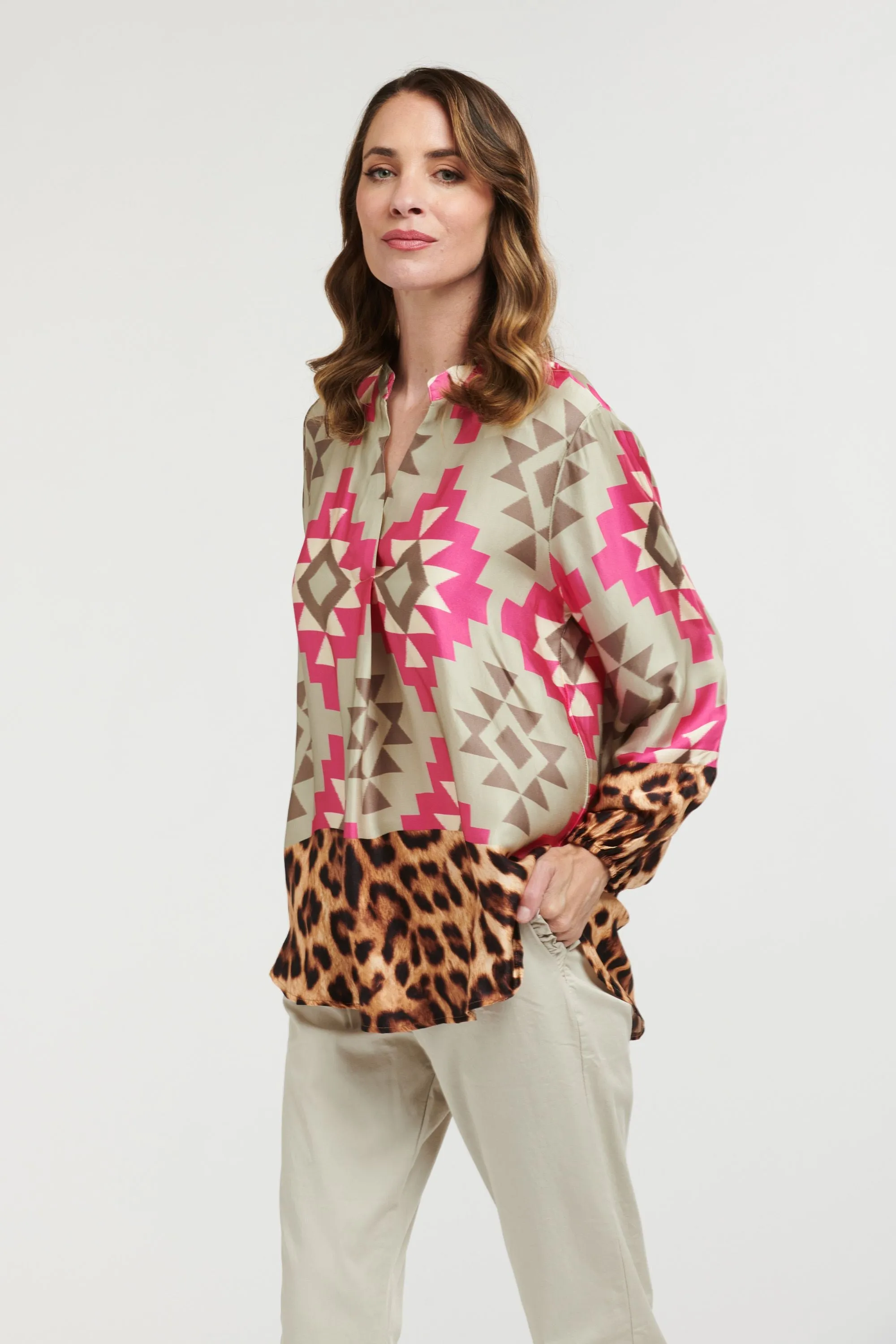 Boho Shirt Geo Leopard