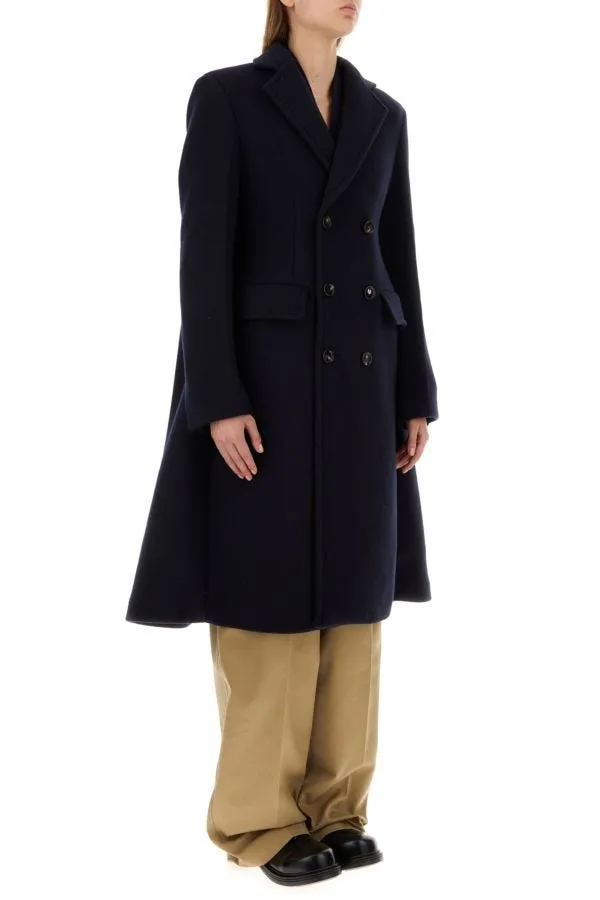 BOTTEGA VENETA | Midnight blue wool blend cape coat