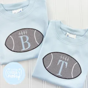 Boy Shirt - Applique Football on Light Blue