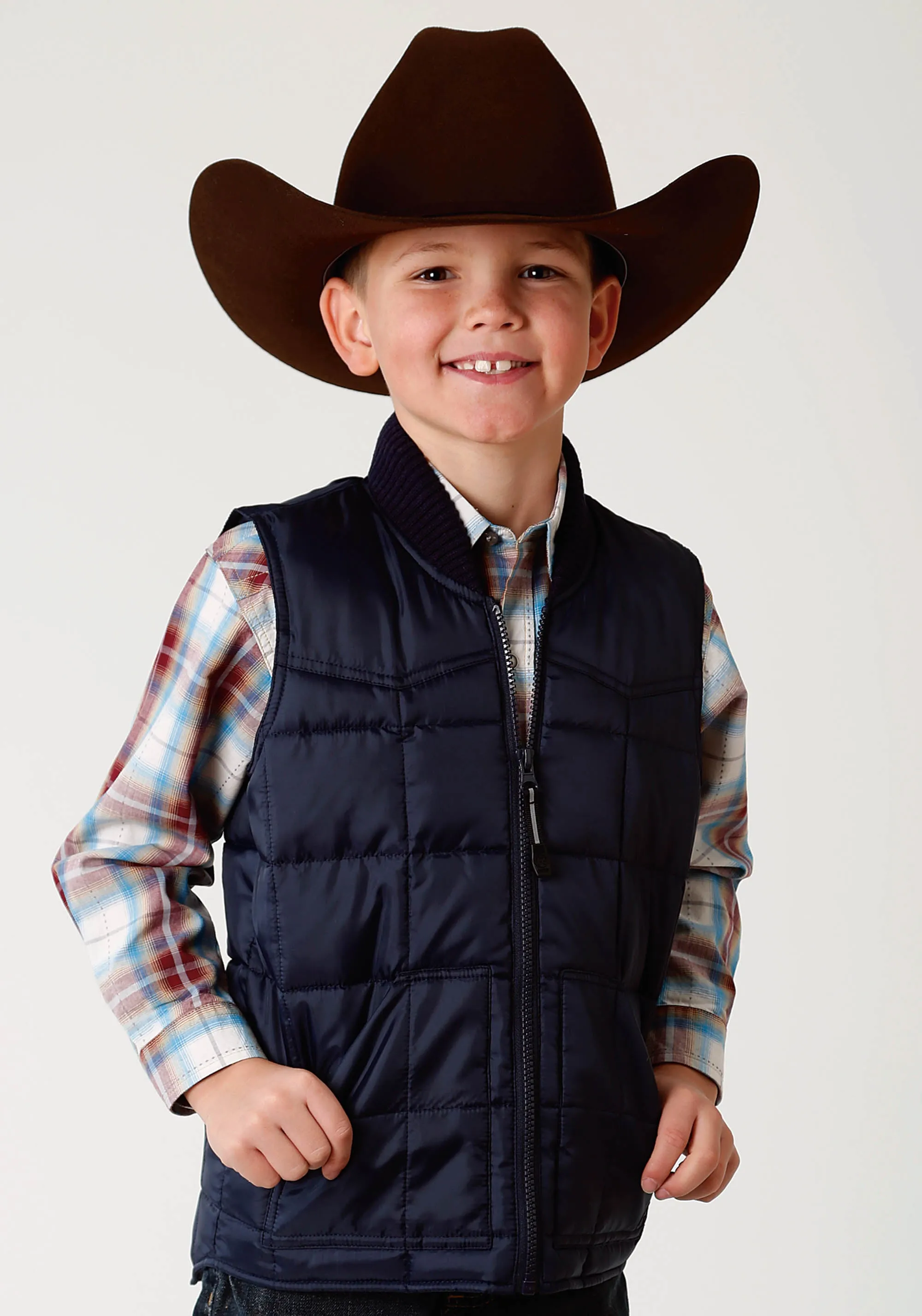 BOYS NAVY BLUE POLY-FILLED VEST