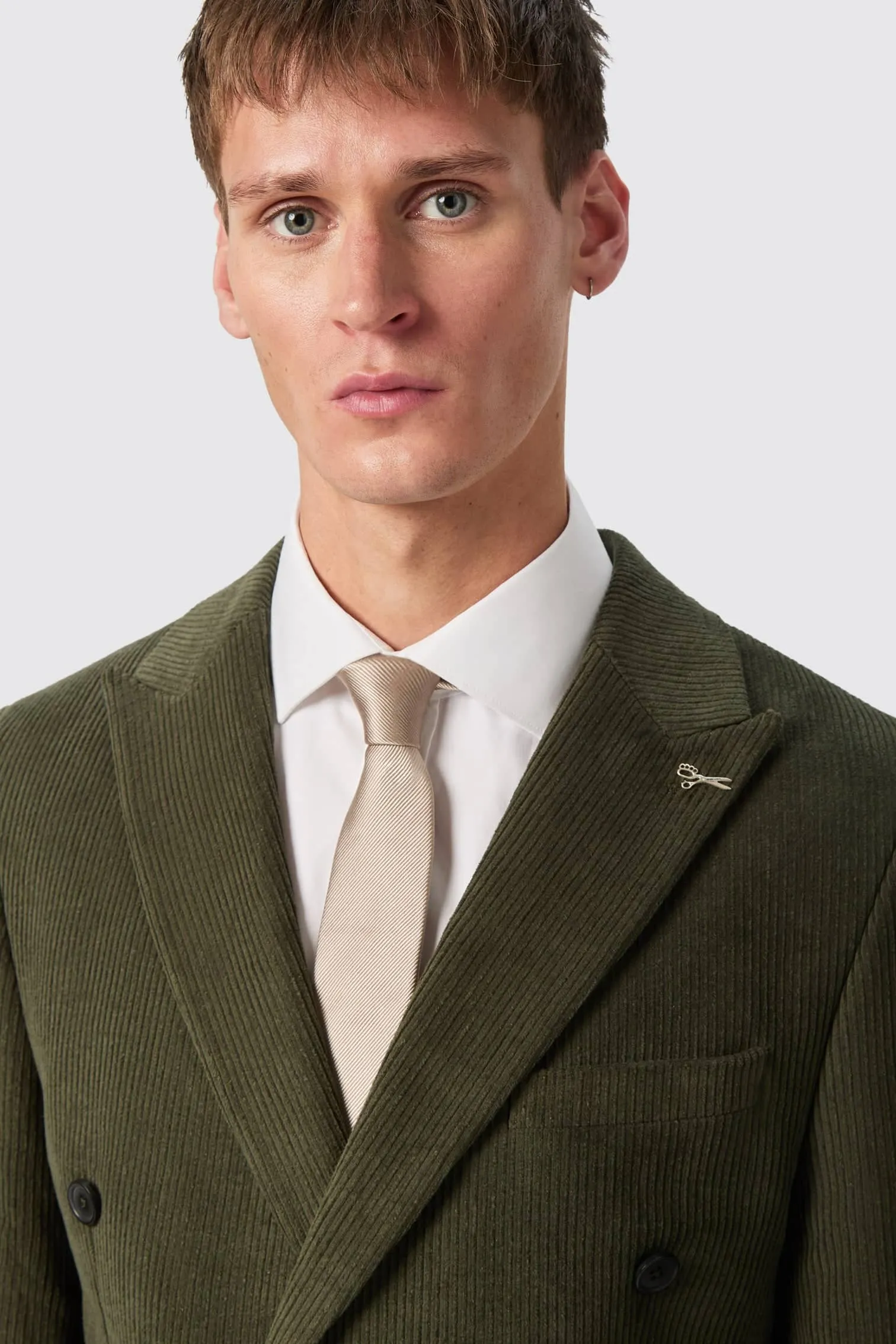 Brisbane Slim Fit Green Corduroy Double Breasted Suit