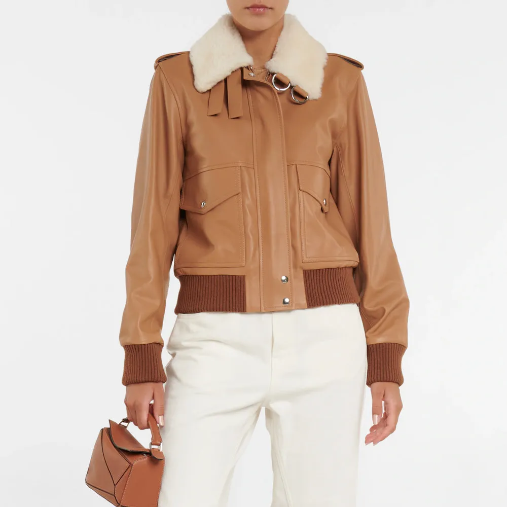 Brown Aviator Jacket for Women