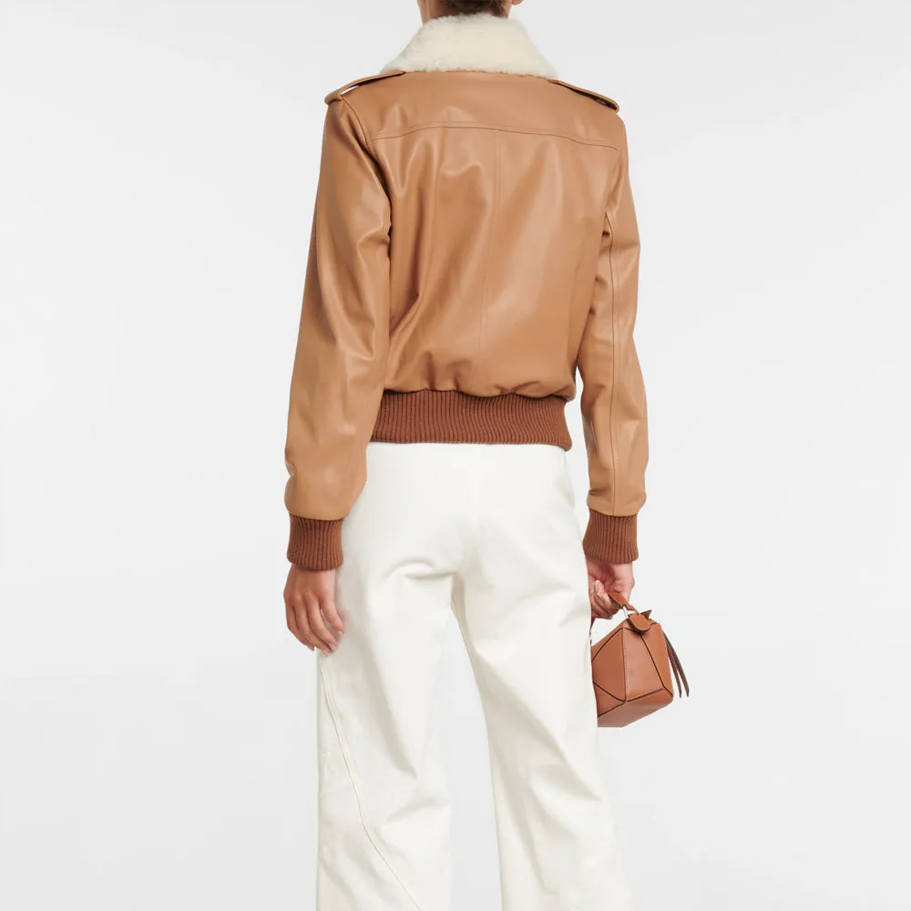 Brown Aviator Jacket for Women