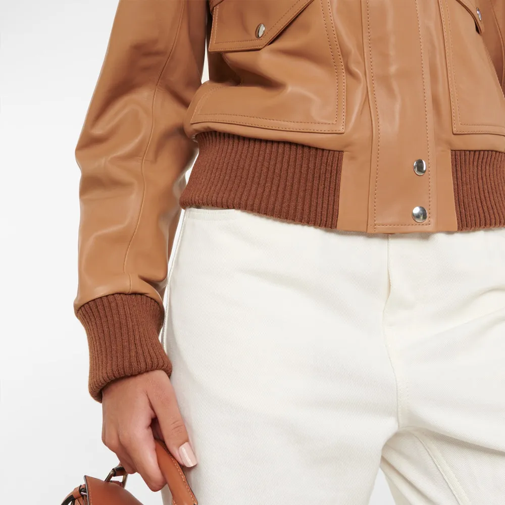 Brown Aviator Jacket for Women