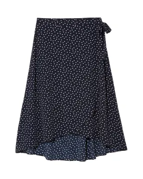 Buttercup High-Low Faux Wrap Skirt | Navy / White