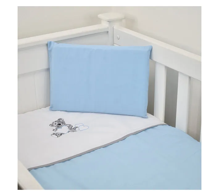 Cabbage Creek 3 Piece Baby Cot Linen Set - Grey Teddy & Blue Heart