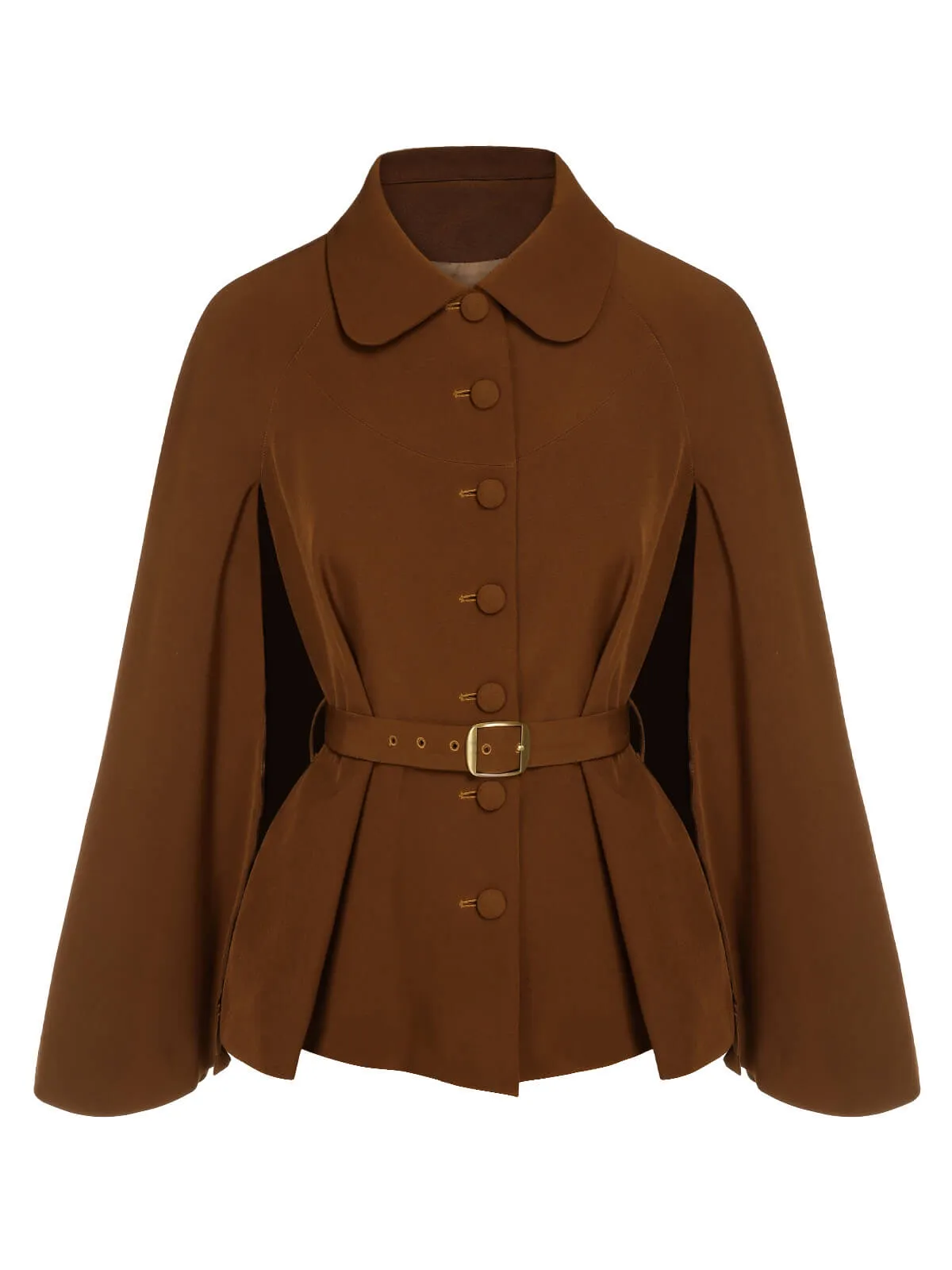 Camel Color 1940s Lapel Cape Coat