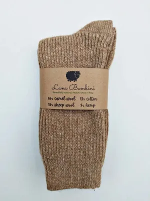 Camelia Camel/Wool/Cotton/Hemp Crew Socks