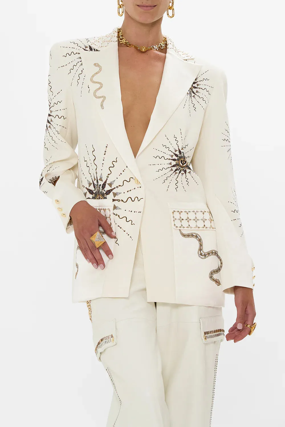 CAMILLA THE GODDESS ENERGY JACKET WITH SLEEVE CUT OUT DETAIL