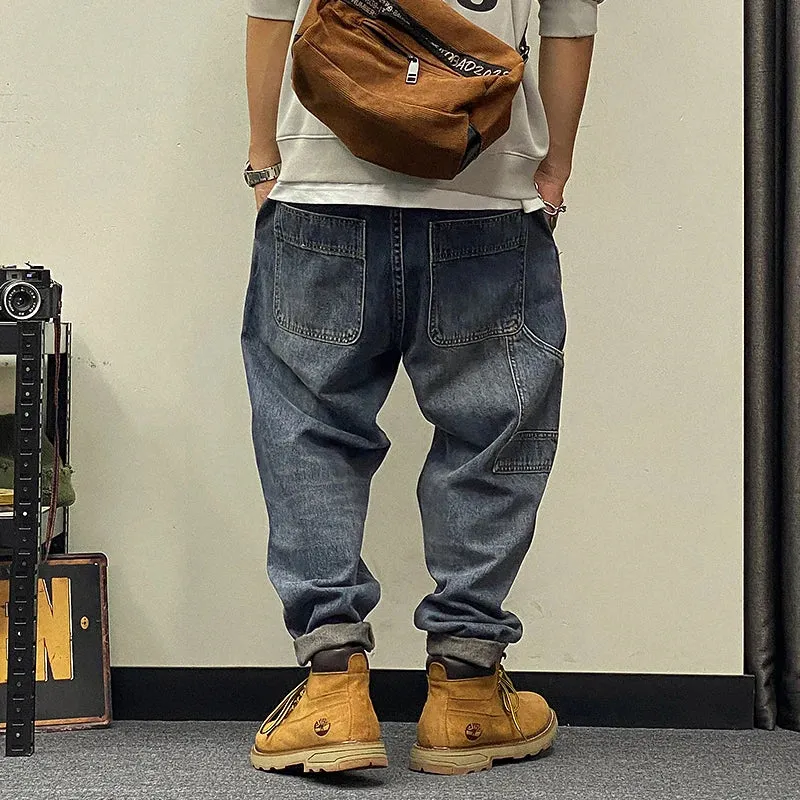 Cargo Jeans Streetwear Harlan Trousers Men's Japanese Denim Pants