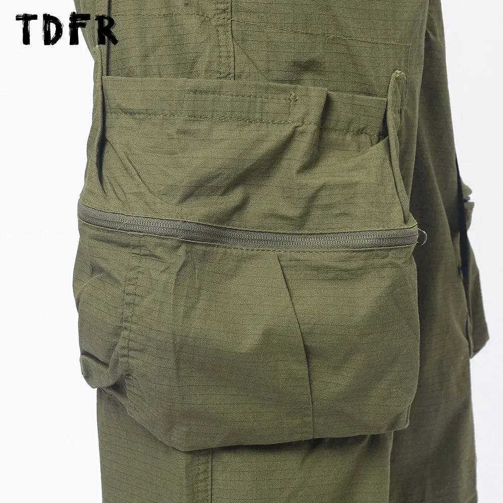 Cargo Pants Mens Pleated Safari Style Solid Color Wide Leg Trousers