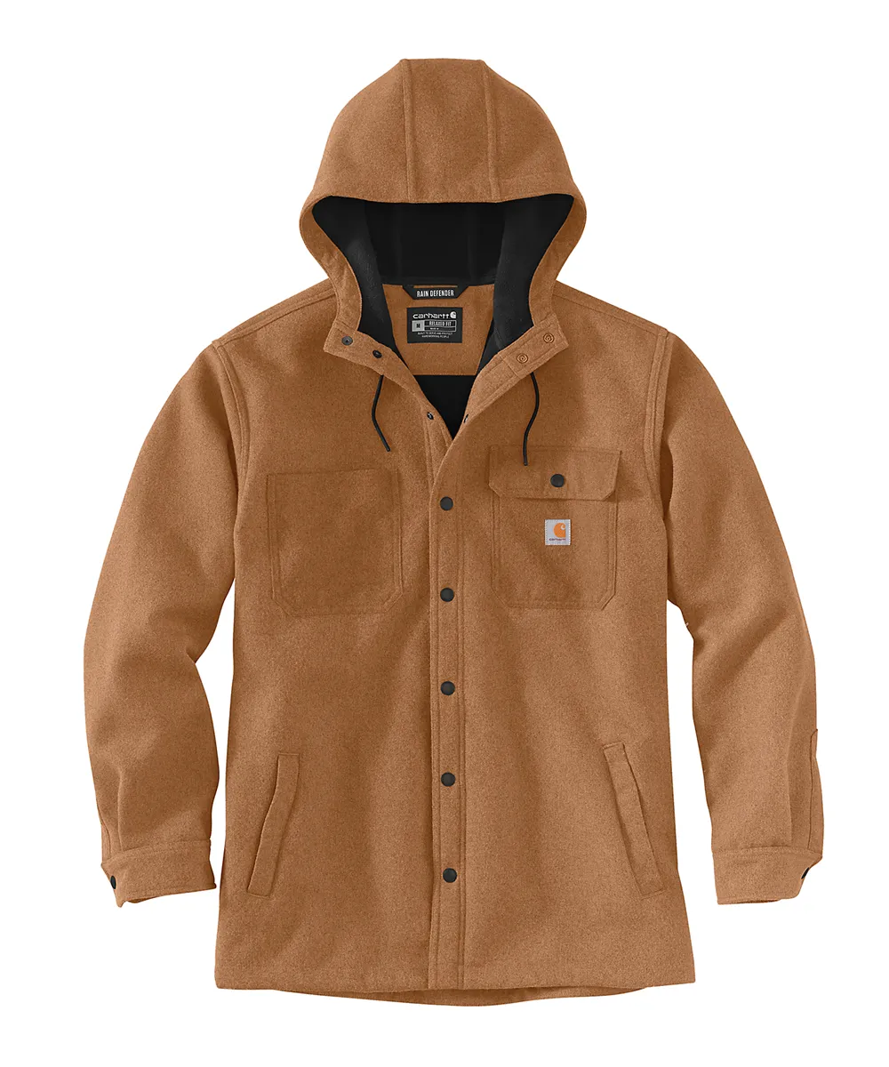 Carhartt Heavyweight Hooded Shirt Jacket - Oiled Walnut Heather