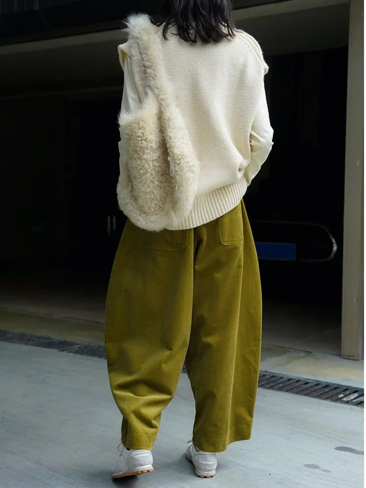 Casual High End Corduroy Wide Leg Pants