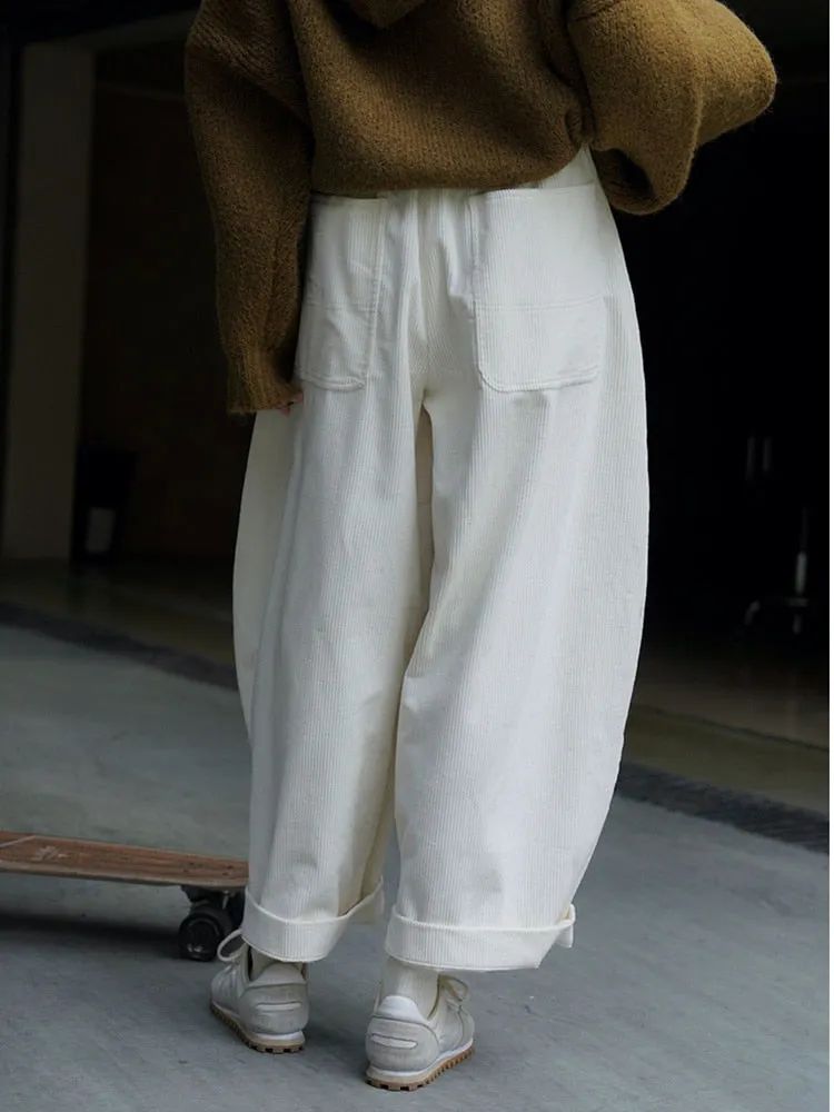 Casual High End Corduroy Wide Leg Pants