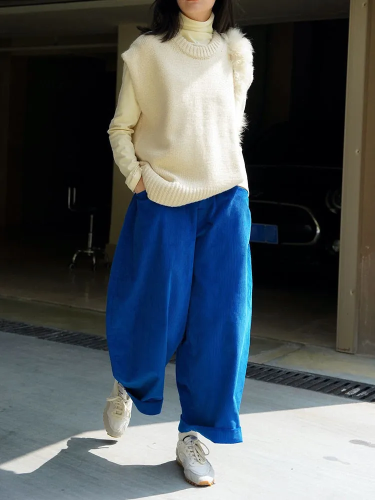 Casual High End Corduroy Wide Leg Pants