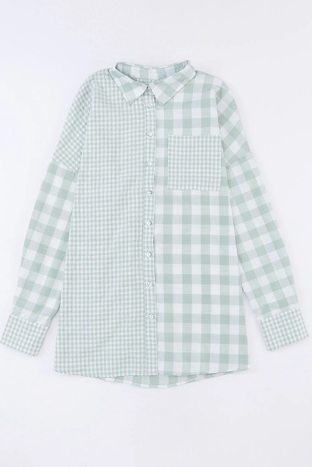 Checker Patchwork Long Sleeve Shirt