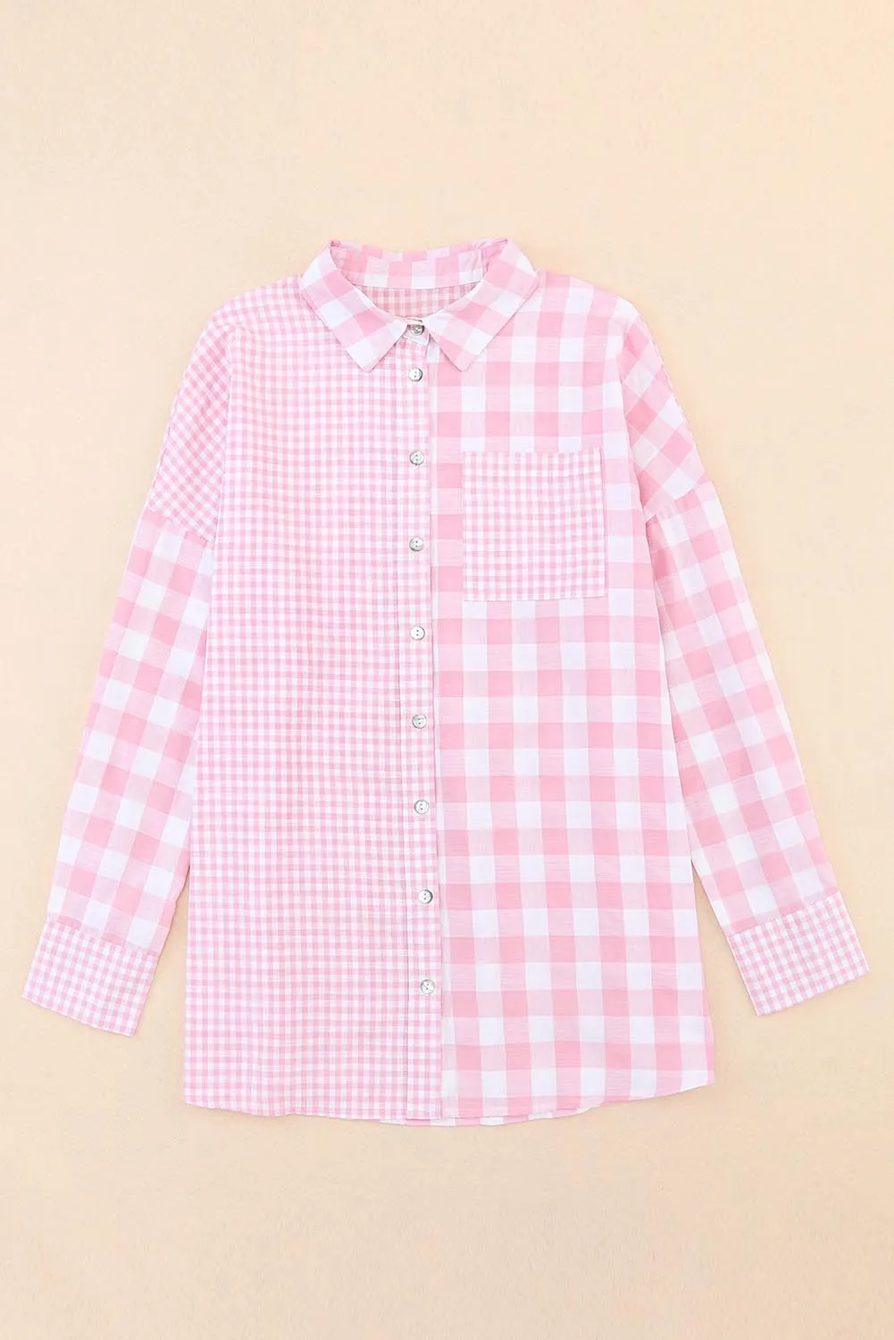 Checker Patchwork Long Sleeve Shirt