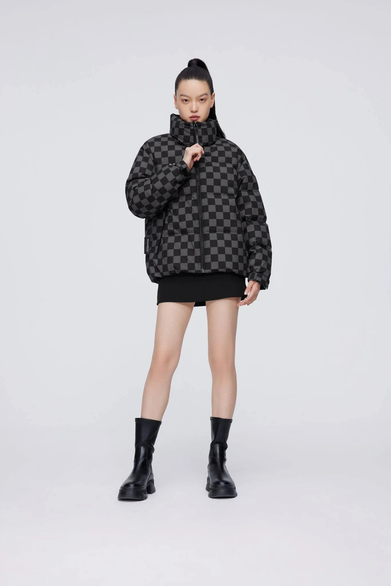 Checkerboard Short Down Puffer