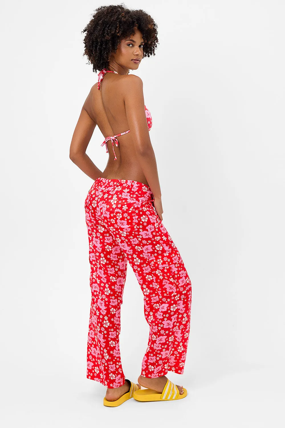 Chilli Satin Floral Cargo Pant - Coconut Girl