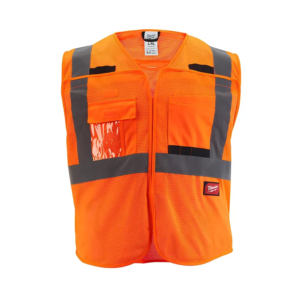 Class 2 Breakaway High Visibility Orange Mesh Safety Vest - 2XL/3XL