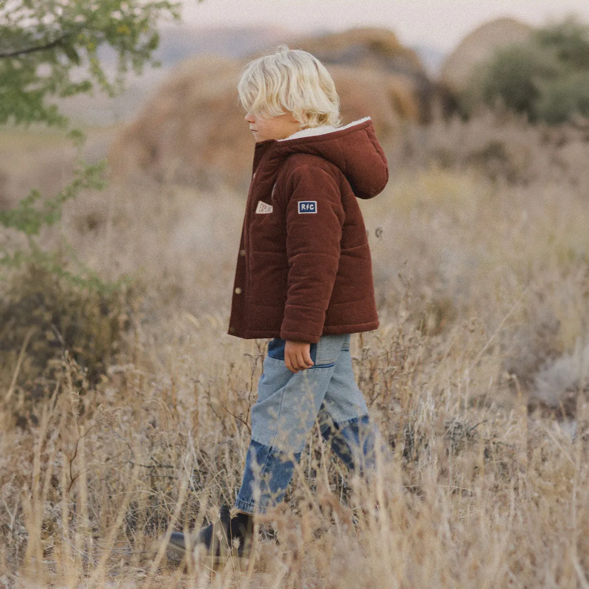 Cord Puffer Jacket - Brick