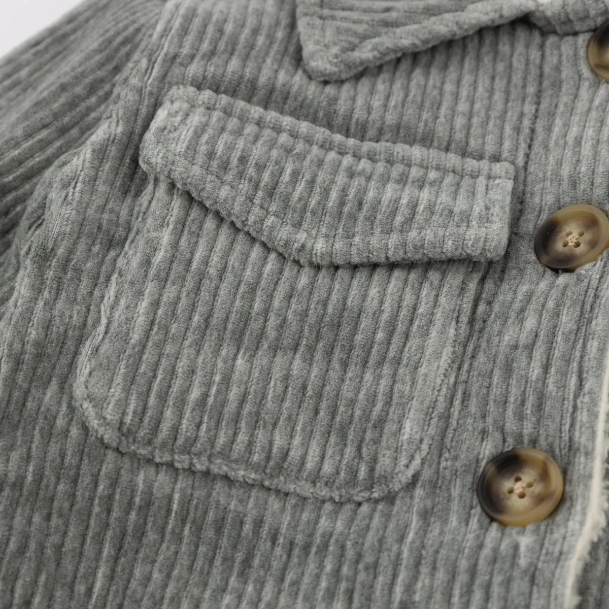 Corduroy w/Snowdrift Shacket- Heather Gray