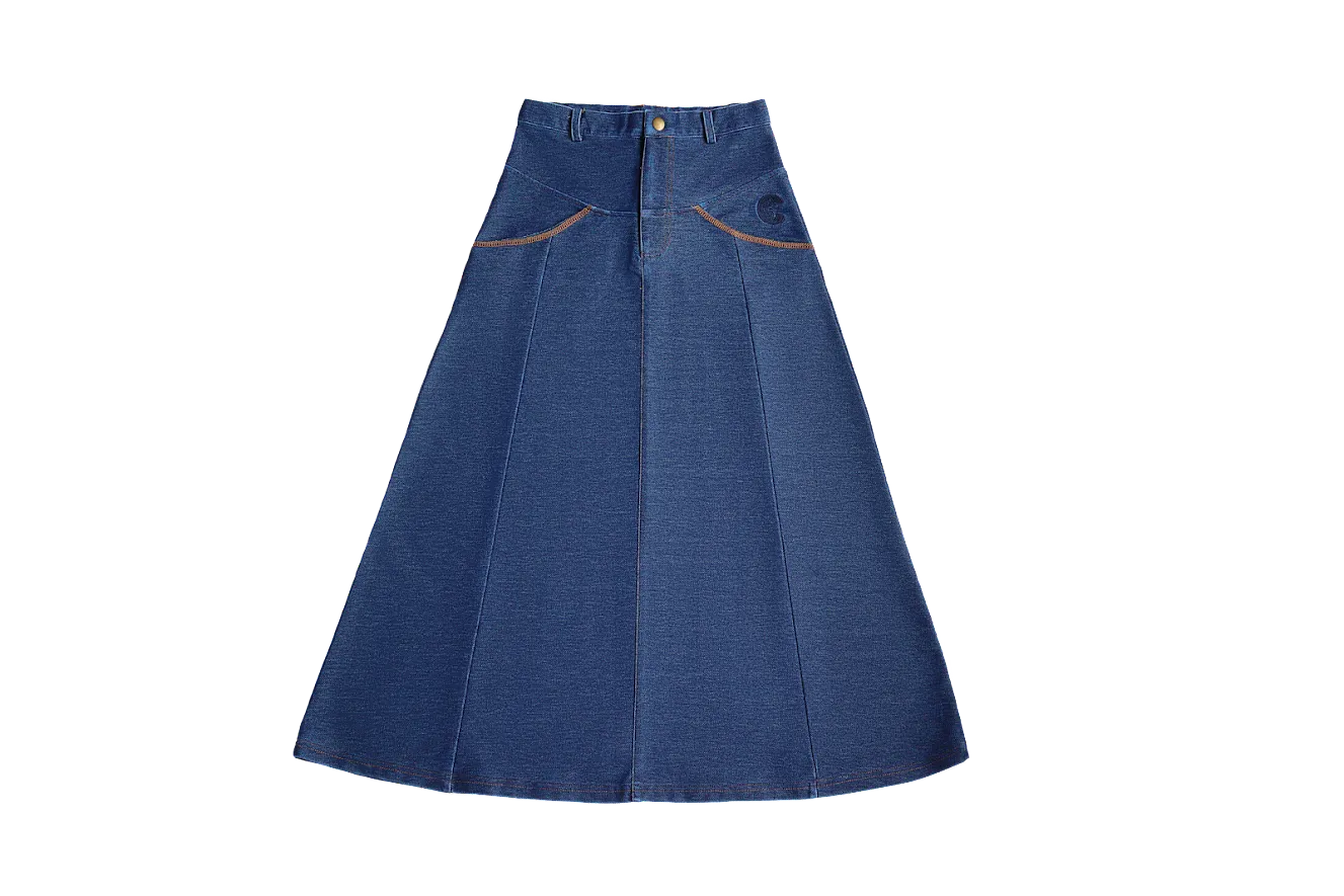 Crew Kids Blue Denim Stitched Maxi Skirt