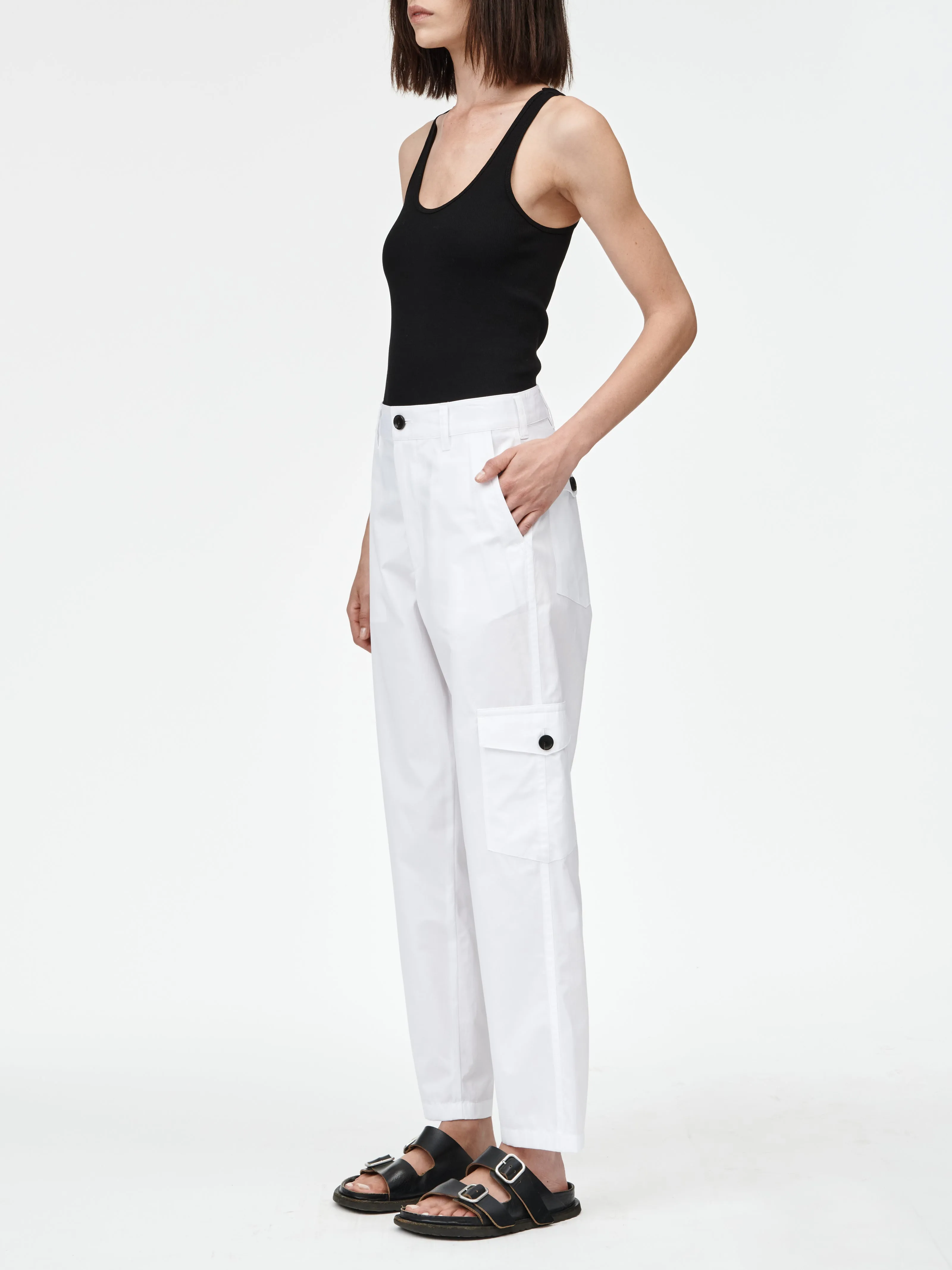 Cropped Cargo Pant in White