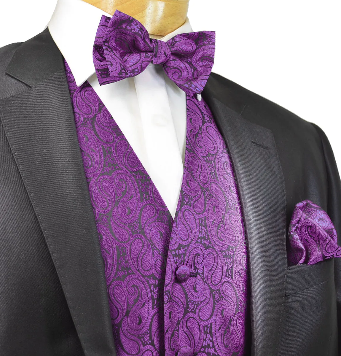 Crown Jewel Purple Paisley Tuxedo Vest Set