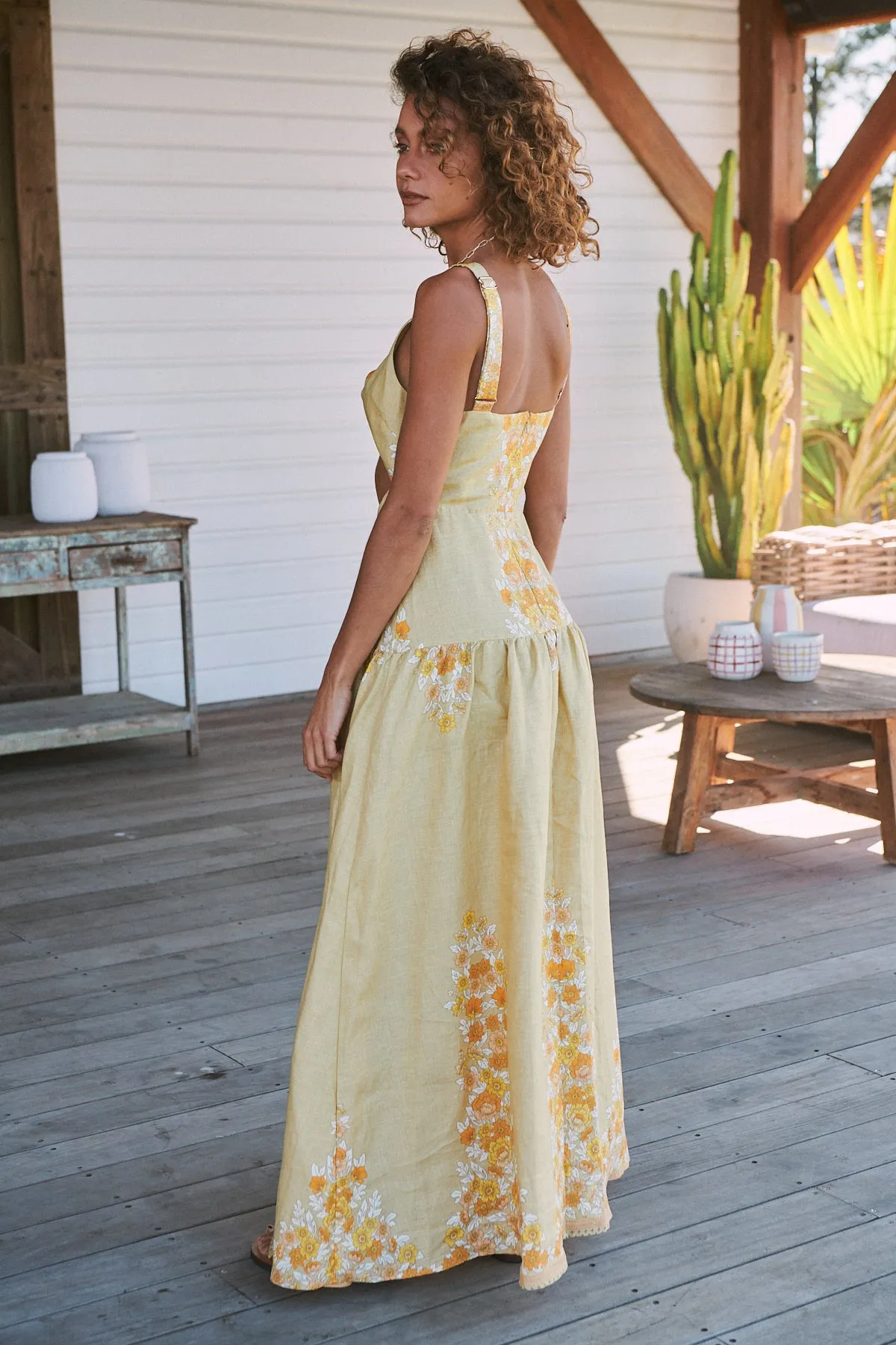 DAYLILIES LINEN BIANCA MAXI DRESS