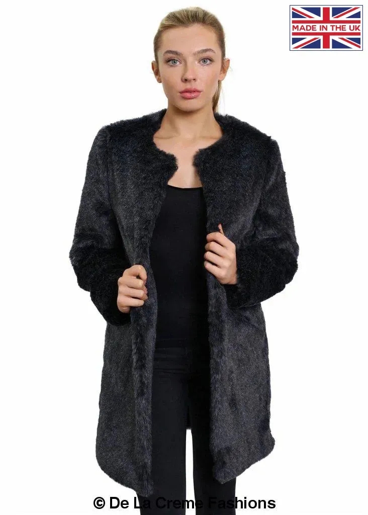 De La Creme Womens Faux Fur Classic Coat