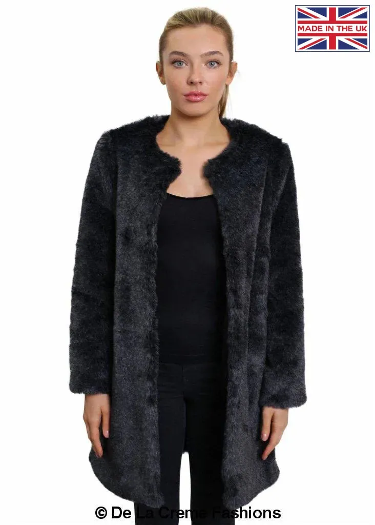 De La Creme Womens Faux Fur Classic Coat