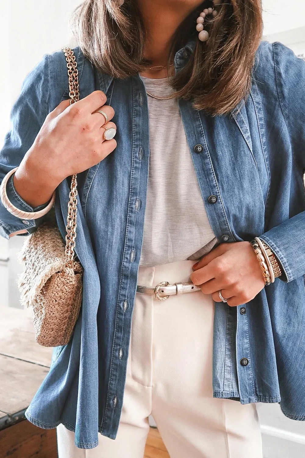 Denim Button Up Shirt Jacket