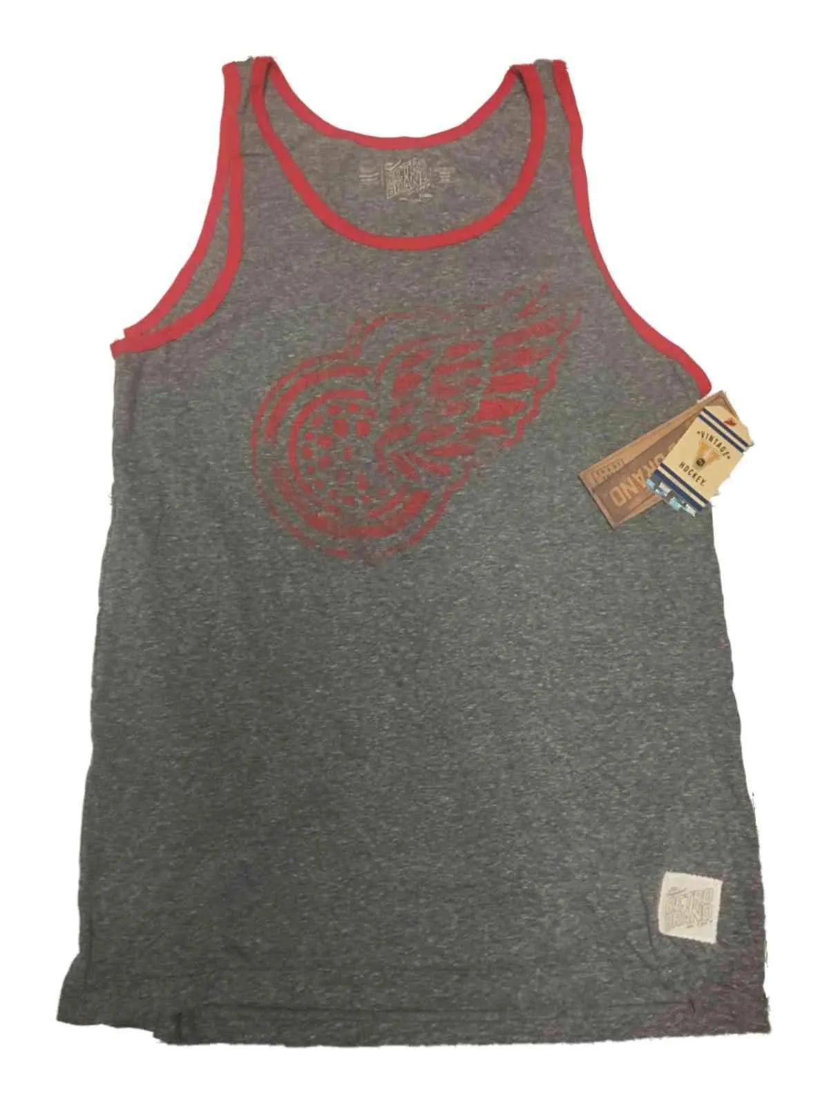 Detroit Red Wings Retro Brand Gray Triblend Sleeveless Tank Top T-Shirt