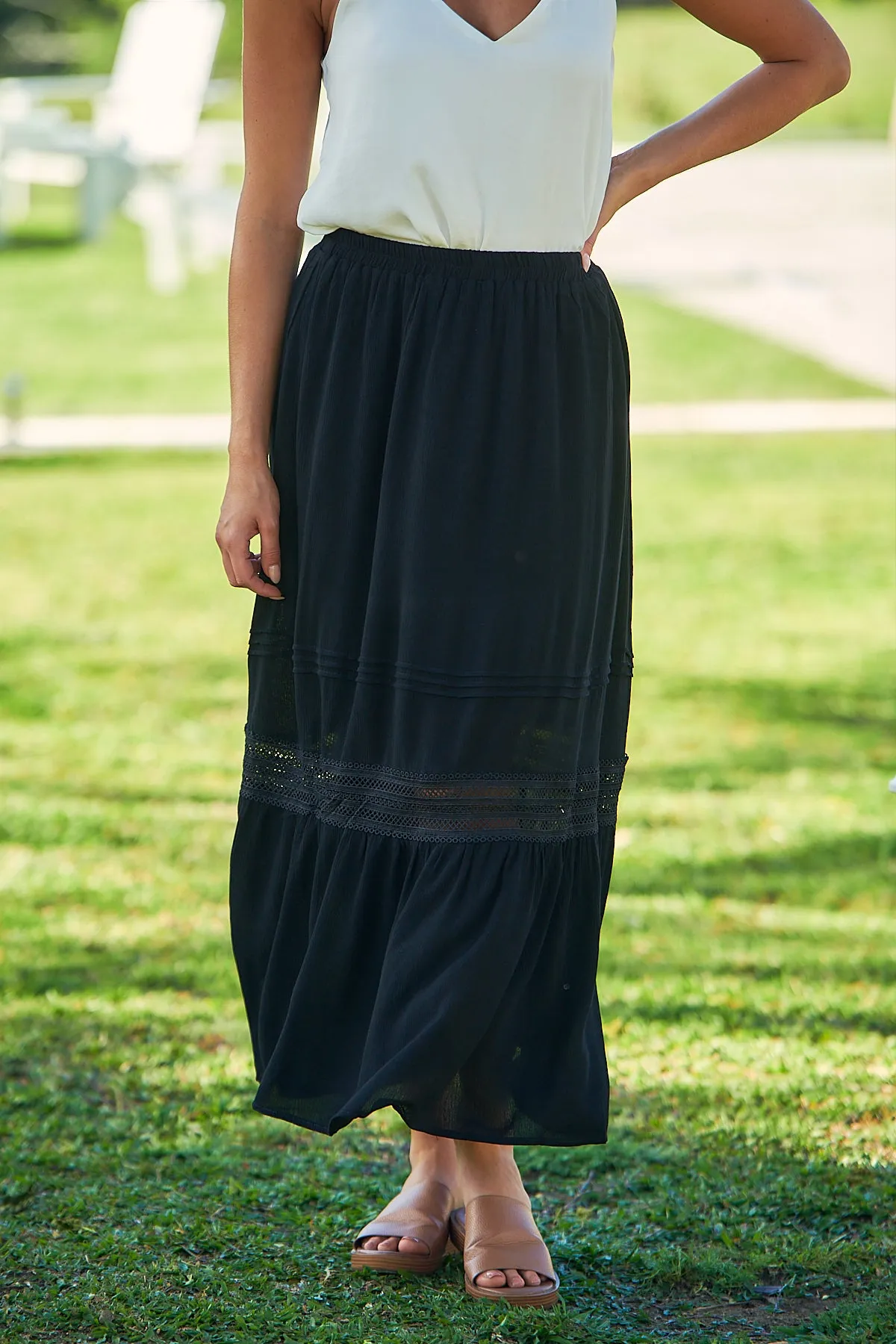 Dharma Black Lace Maxi Skirt